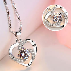 Elegant Women Rhinestone Love Heart Pendant Shiny All-match Charm Jewelry Gift