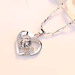 Elegant Women Rhinestone Love Heart Pendant Shiny All-match Charm Jewelry Gift