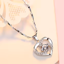 Elegant Women Rhinestone Love Heart Pendant Shiny All-match Charm Jewelry Gift