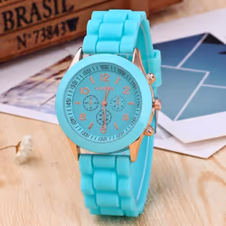 Women&apos;s Silicone Boys Jelly Quartz Unisex Geneva Girls Wrist Watch - mint green