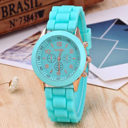 Women&apos;s Silicone Boys Jelly Quartz Unisex Geneva Girls Wrist Watch - mint green