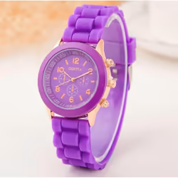 Women&apos;s Silicone Boys Jelly Quartz Unisex Geneva Girls Wrist Watch - purple