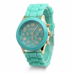 Women&apos;s Silicone Boys Jelly Quartz Unisex Geneva Girls Wrist Watch - rose red