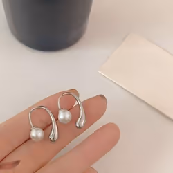 Anenjery Pearl Water Drop Earrings For Women Fashion Personality Simple Design Earrings Pendientes Gifts - silver