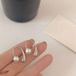 Anenjery Pearl Water Drop Earrings For Women Fashion Personality Simple Design Earrings Pendientes Gifts - silver