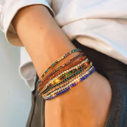 1pc Bohemian Handmade Women Bracelet Vintage Ethnic Colorful Beads Elastic Bracelet Jewelry Gift - black