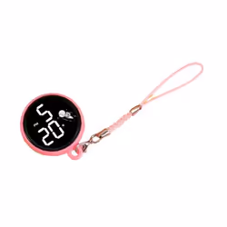 Student Pendant Watch Waterproof Led Digital Electronic Time Display Mirror Keychain With Hanging Rope Watch - pink