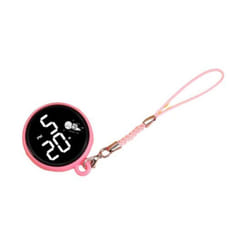 Student Pendant Watch Waterproof Led Digital Electronic Time Display Mirror Keychain With Hanging Rope Watch - pink