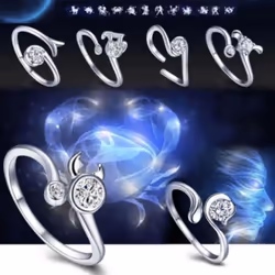 Men Women Constellations Adjustable Opening Ring Birthday Gift