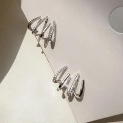 Claw Stud Earrings For Women Girls Temperament Gold Silver Hook Clip Earring Wedding Party Jewelry Geometric Accessories - silver