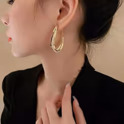 1 Pair Needle Woven Mesh Oval Earrings For Women - white