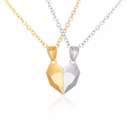 2pcs Magnetic Heart Couple Necklace For Women Punk Necklace Valentine's Day Gift Sweater Chain For Best Friend Wedding P ...