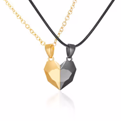 2pcs Magnetic Heart Couple Necklace For Women Punk Necklace Valentine&apos;s Day Gift Sweater Chain For Best Friend Wedding P ...