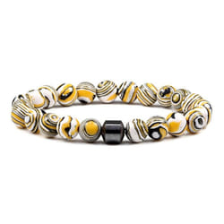 Natural Malachite Bracelet Black Magnetic Hematite Rock 8mm Round Beads Stretch Bracelet Yoga Strand For Men And Women - yellow