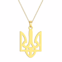 Stainless Steel National Symbols Of Ukraine Pendant Necklace For Men Women Tryzub Ukrainian Solidarity Jewelry - gold