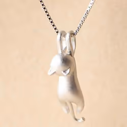 Women Silver Plated Lovely Jumping Cat Pendant Necklace Jewelry Gift - white