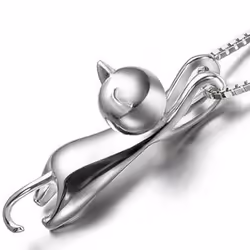 Women Silver Plated Lovely Jumping Cat Pendant Necklace Jewelry Gift - white