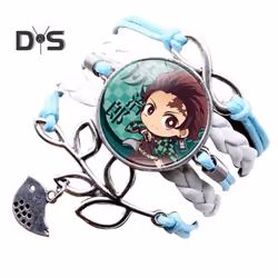 Unisex Bracelet Demon Slayer Multilayer Jewelry Cartoon Braided Bracelet - white,blue