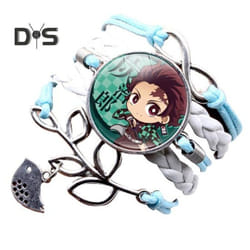 Unisex Bracelet Demon Slayer Multilayer Jewelry Cartoon Braided Bracelet - white,blue