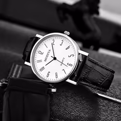 Men Watches Chronograph Casual Analog Quartz Watch Quartz Movement Watch Belt Strap Wristwatch Gift For Boyfriend Father - black, A