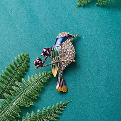 Women Fashion Jewelry Rhinestone Collar Lapel Pin Clothing Accessories Bird Brooches Brooch