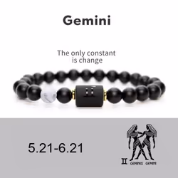 Men Women 12 Constellation Bracelet Elastic Bracelet Hand Woven Adjustable Natural Tiger Eye Obsidian Bracelet Party Gift Jew ...