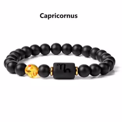 Men Women 12 Constellation Bracelet Elastic Bracelet Hand Woven Adjustable Natural Tiger Eye Obsidian Bracelet Party Gift Jewelry - gemini