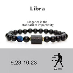 Men Women 12 Constellation Bracelet Elastic Bracelet Hand Woven Adjustable Natural Tiger Eye Obsidian Bracelet Party Gift Jewelry - libra