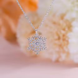 Frozen Snowflake Pendant Chain Necklace