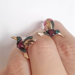Luxurious Unique Long Drop Earrings Bird Pendant Tassel Crystal Pendant Earrings Ladies Jewelry - red
