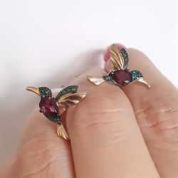 Luxurious Unique Long Drop Earrings Bird Pendant Tassel Crystal Pendant Earrings Ladies Jewelry - red