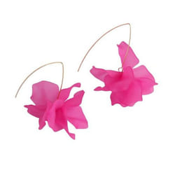 1 Pair Petal Earrings Long Style Dangle Earrings Women Piercing Hook Earrings Jewelry Gift - rose red