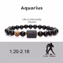 Men Women 12 Constellation Bracelet Elastic Bracelet Hand Woven Adjustable Natural Tiger Eye Obsidian Bracelet Party Gift Jew ...