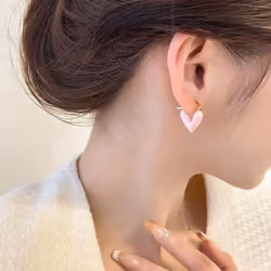New Trendy Heart Stud Earrings For Women Korean Elegant Light Luxury Love Dangle Earring Fashion Simple Drop Jewelry Girls Gift - pink