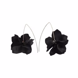 1 Pair Petal Earrings Long Style Dangle Earrings Women Piercing Hook Earrings Jewelry Gift - black