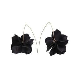 1 Pair Petal Earrings Long Style Dangle Earrings Women Piercing Hook Earrings Jewelry Gift - black