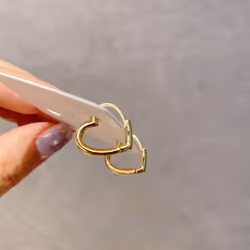 Anenjery Simple Cute Sweet Heart Buckle Hoop Earrings Fashion For Women Heart-shaped Circle Piercing Earrings Jewelry - silver