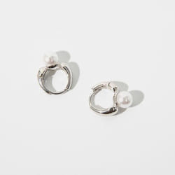 Anenjery Pearl Hoop Earrings For Women Round Wedding Gold Earrings Party Jewelry - silver