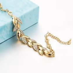 Braided Leaf Bracelets For Women  Luxury Crystal Hand Chain For Bridal Wedding Jewelry