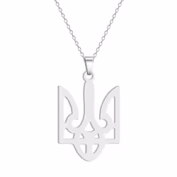 Stainless Steel National Symbols Of Ukraine Pendant Necklace For Men Women Tryzub Ukrainian Solidarity Jewelry - silver