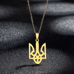 Stainless Steel National Symbols Of Ukraine Pendant Necklace For Men Women Tryzub Ukrainian Solidarity  Jewelry - silver