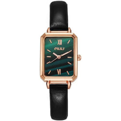 Women&apos;s Square Dial Watch With Leather Strap - green