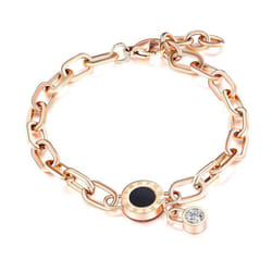Trendy Roman Numerals Number Diamond Bracelet Rose Gold Plated Titanium Steel Female Bracelet Fashion Bracelet Jewelry - gold, 12.5-16 cm