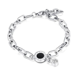 Trendy Roman Numerals Number Diamond Bracelet Rose Gold Plated Titanium Steel Female Bracelet Fashion Bracelet Jewelry - silver, 12.5-16 cm