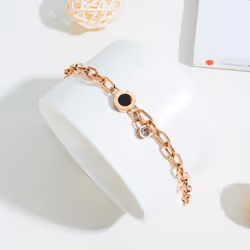 Trendy Roman Numerals Number Diamond Bracelet Rose Gold Plated Titanium Steel Female Bracelet Fashion Bracelet Jewelry - silver, 12.5-16 cm