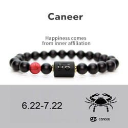 Men Women 12 Constellation Bracelet Elastic Bracelet Hand Woven Adjustable Natural Tiger Eye Obsidian Bracelet Party Gift Jewelry - cancer