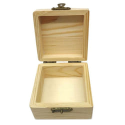 Blank Square Shape Unfinished Wooden Jewelry Gift Box For Kid Diy Craft Supplies Wood Box Pine Storage Vintage Gift Purse Craft