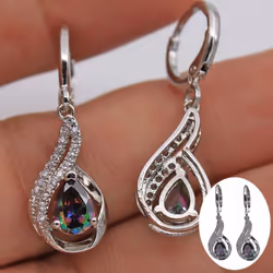 Fashion Women Shiny Water Drop Leaverback Earrings Gift