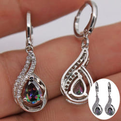 Fashion Women Shiny Water Drop Leaverback Earrings Gift