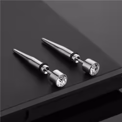 Long Stainless Steel Crystal Zircon Cartilage Ear Studs Earrings For Women Men Round Rhinestone Piercing Wedding Jewelry Gift